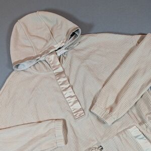 Varley Corduroy Pullover Hoodie Dress Drawstring Waist Beige‎ Small Oversize